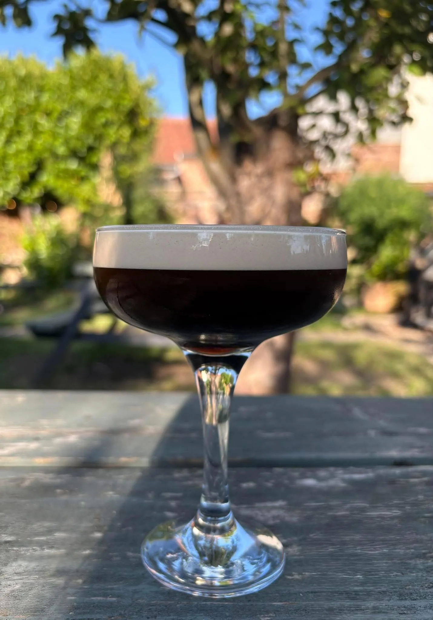Espresso martini in The Green Dragon garden